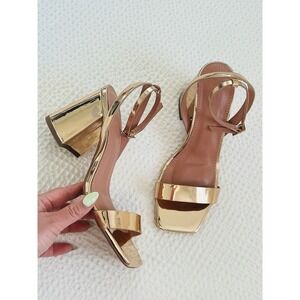 ASOS DESIGN‎ Havana barely there block heeled sandals in rose gold Womens Size 6
